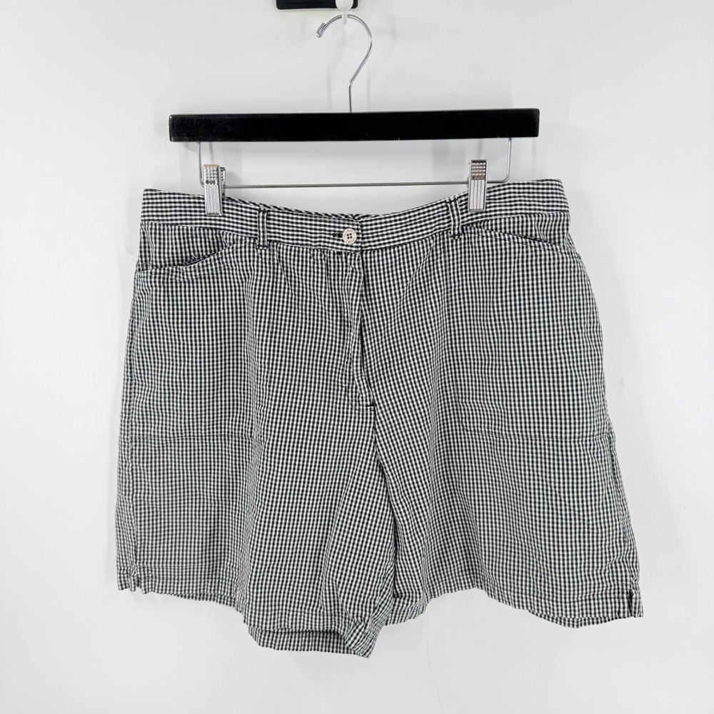 Vintage 90s Villager Sport Gingham Shorts Black White 16 High Rise Cotton Preppy